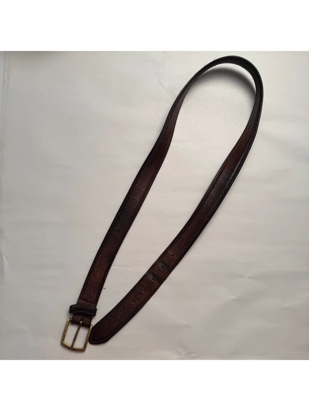 90s LL Bean Brown Leather Belt Solid Brass Buckle men’s 38